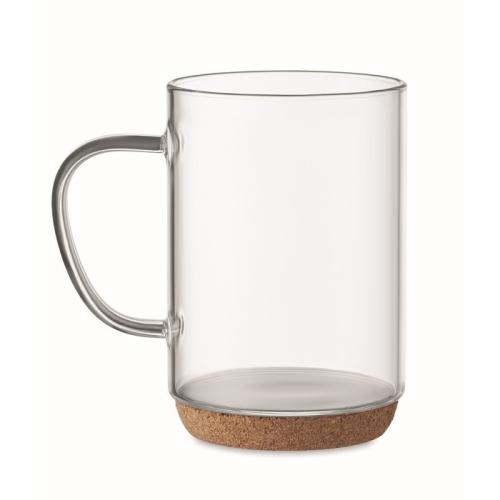 Glass mug 400ml with cork base MO6470-22