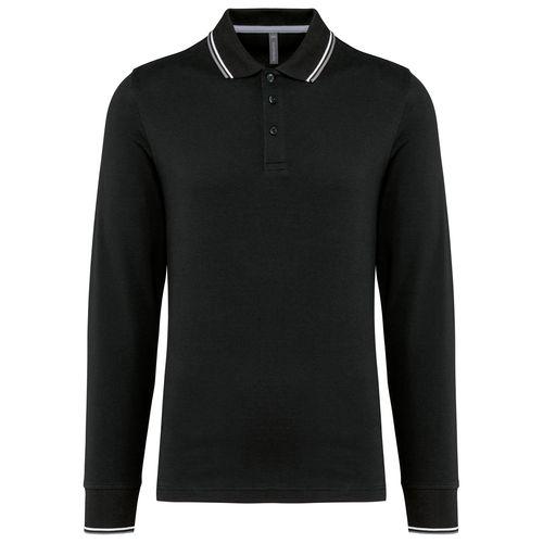 Polo maille piquée manches longues homme