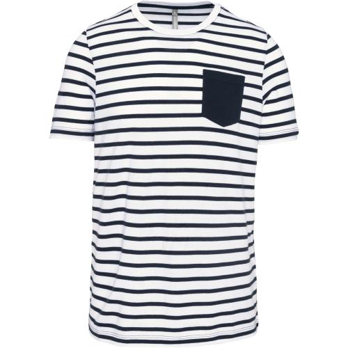 Striped short-sleeved sailor t-shirt with pocket