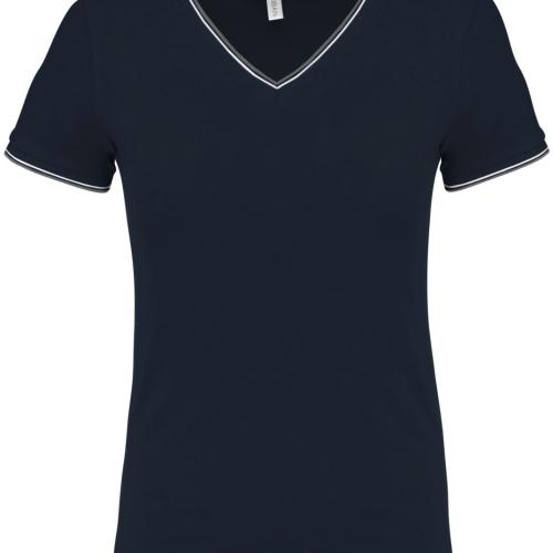 Ladies’ piqué knit V-neck T-shirt