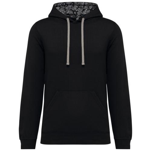 Unisex contrast patterned hooded sweatshirt