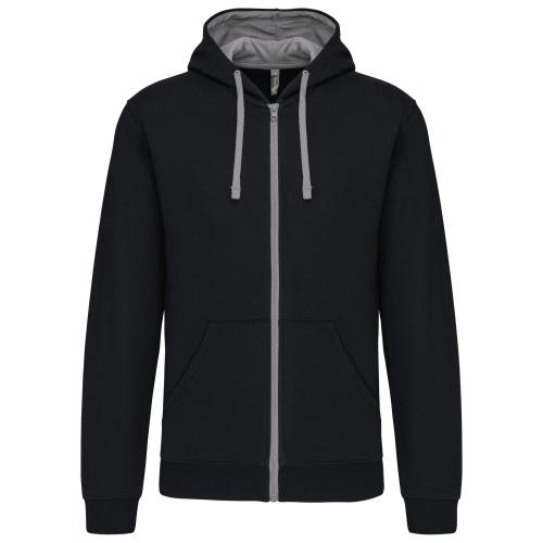 Men's contrast hooded full zip sweatshirt