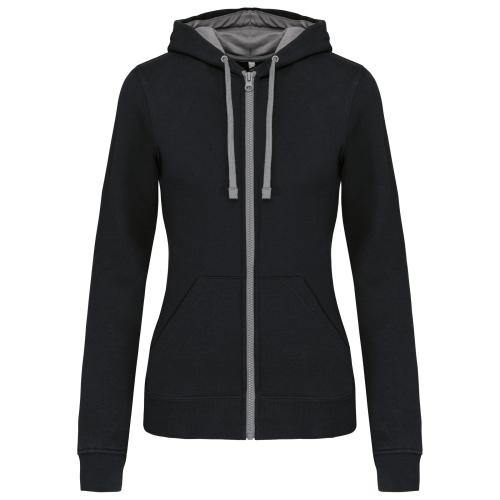 Ladies’ contrast hooded full zip sweatshirt