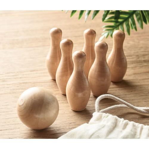 Mini pine wood bowling set BOLITO