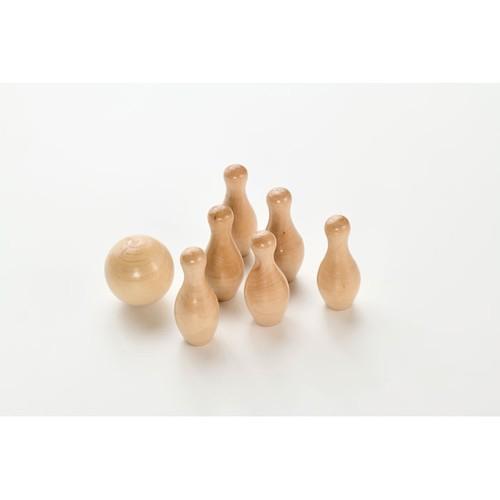 Mini pine wood bowling set BOLITO