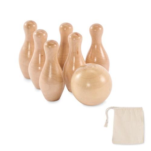 Mini pine wood bowling set BOLITO